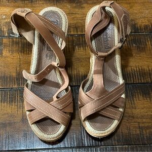 Timberland Earthkeepers Whittier Womens Sandals 6 Brown Leather Wedge